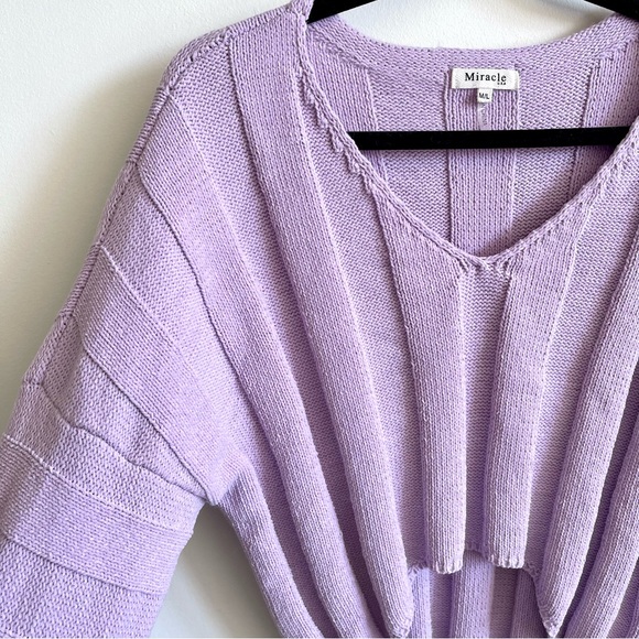 Lilac High Low Cropped Rib Knit Sweater - Picture 4 of 4